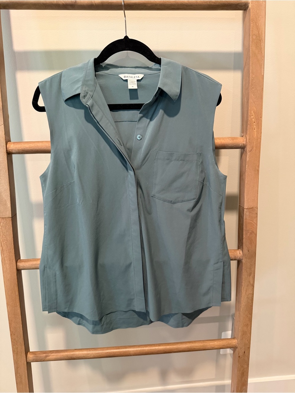 Athleta Sleeveless Button-Down Blouse - Dusty Teal